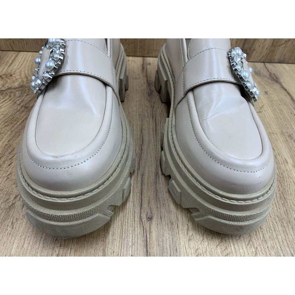 Alohas Trailblazer Loafers Shoes Women's Size US 9 EU 40 Beige Crystal Buckle - Picture 6 of 16